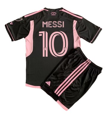 Inter Miami Lionel Messi #10 Vieras Pelipaita Lasten 2023-24 Lyhyet Hihat (+ Lyhyet housut)